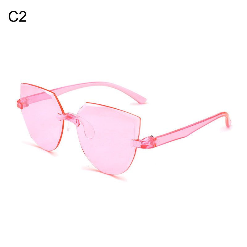 Cross-border Hot Selling Frameless One-piece Jelly Color Transparent Sun Glasses