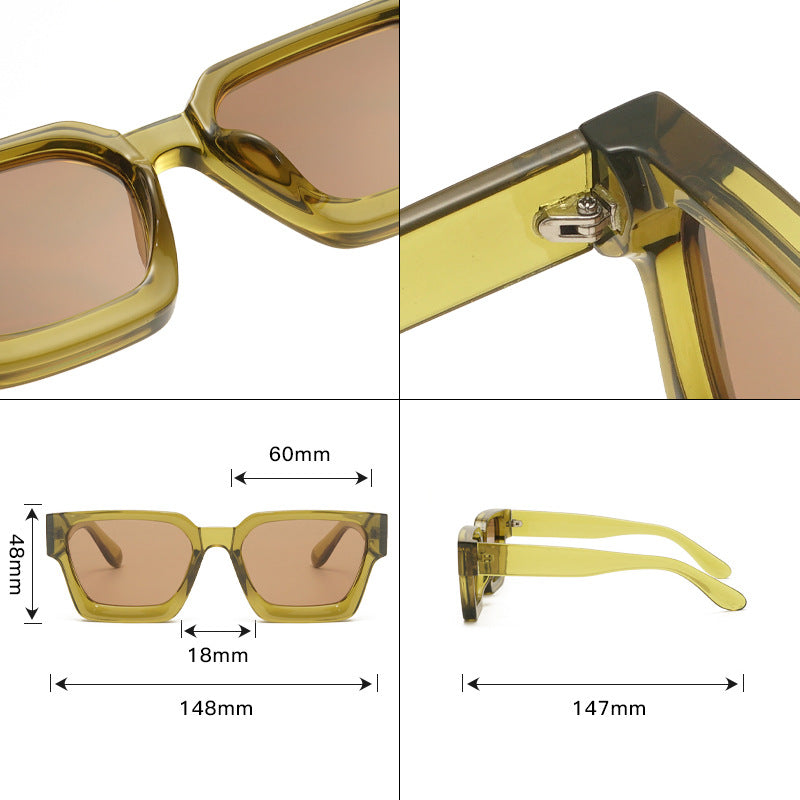 Small Square Frame Pc Sunglasses Without Makeup Personality