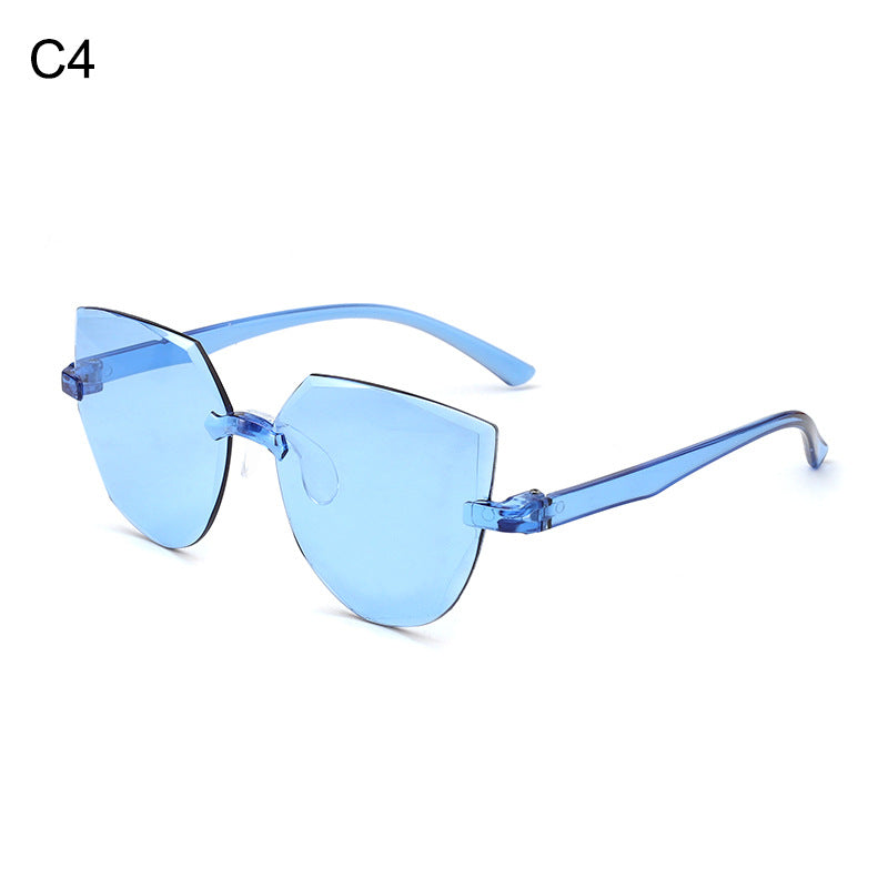 Cross-border Hot Selling Frameless One-piece Jelly Color Transparent Sun Glasses