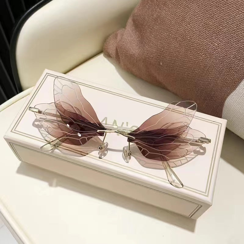 Wing Chain Decorative Women's Sunglasses Photo Glasses