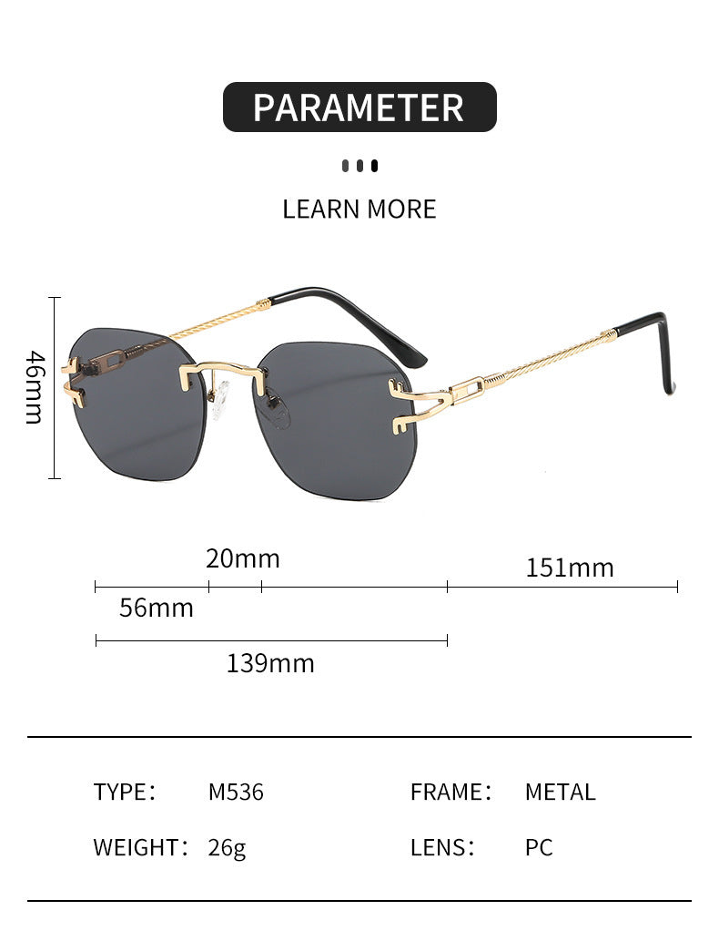 Simple Frameless One Piece Oval Sunglasses