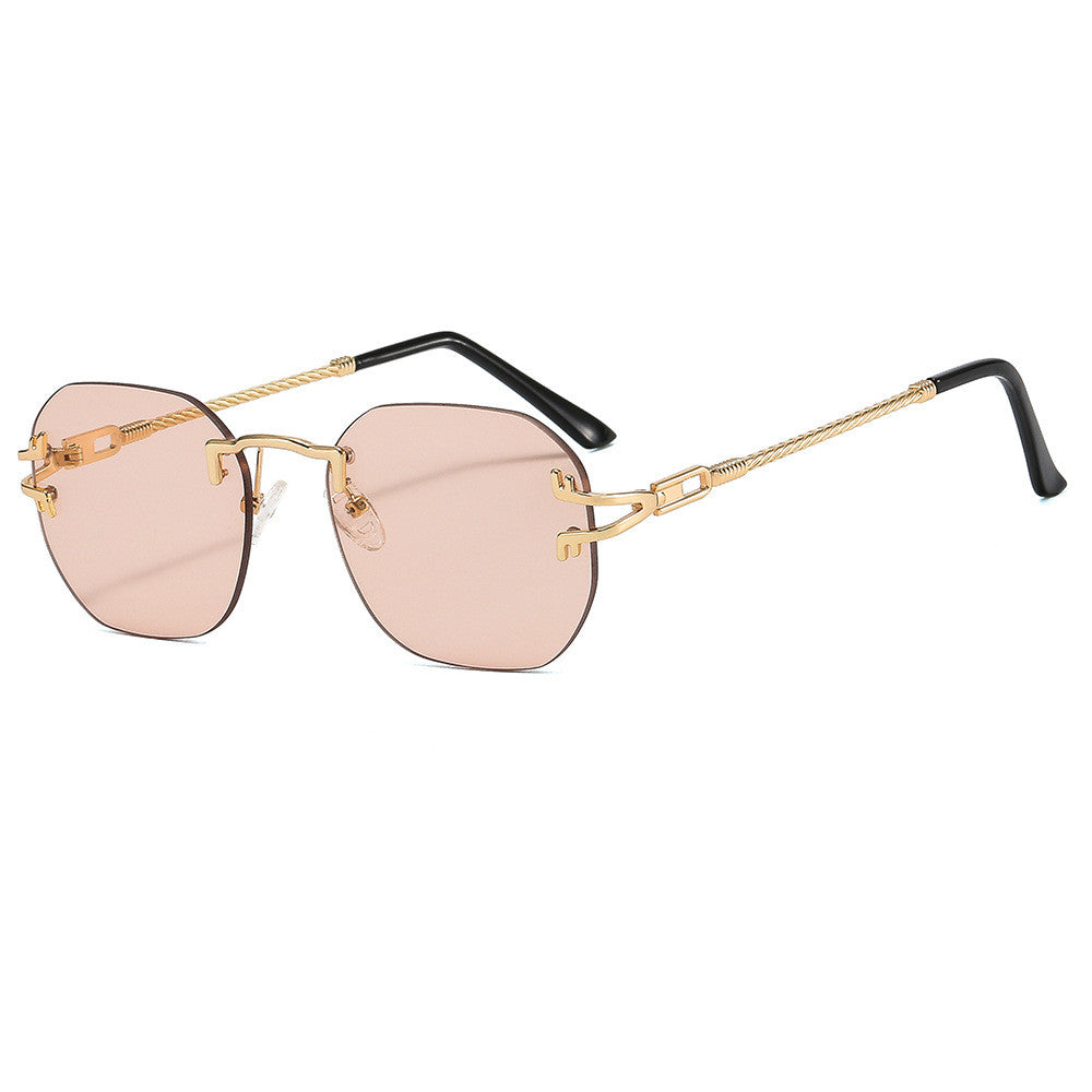 Simple Frameless One Piece Oval Sunglasses