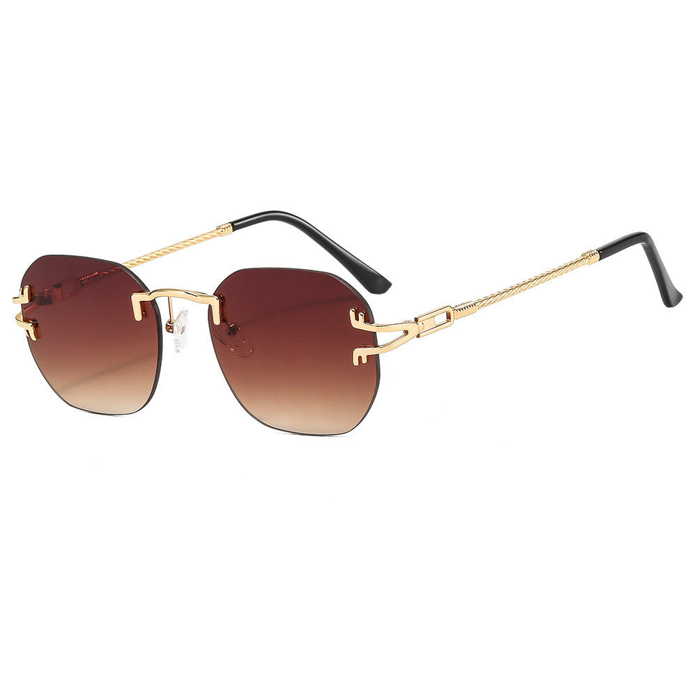 Simple Frameless One Piece Oval Sunglasses