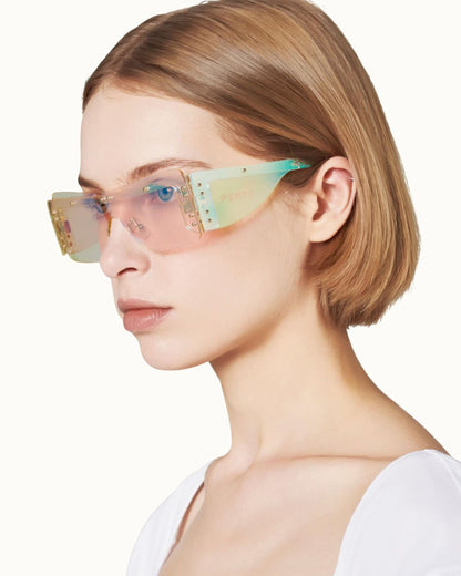 European And American Rivet Style Frameless Color Sunglasses