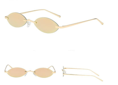 Elliptical sunglasses ladies metal frame sunglasses frameless colorful sunglasses