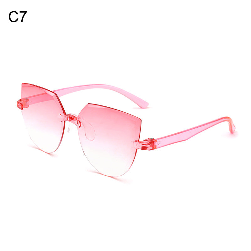 Cross-border Hot Selling Frameless One-piece Jelly Color Transparent Sun Glasses