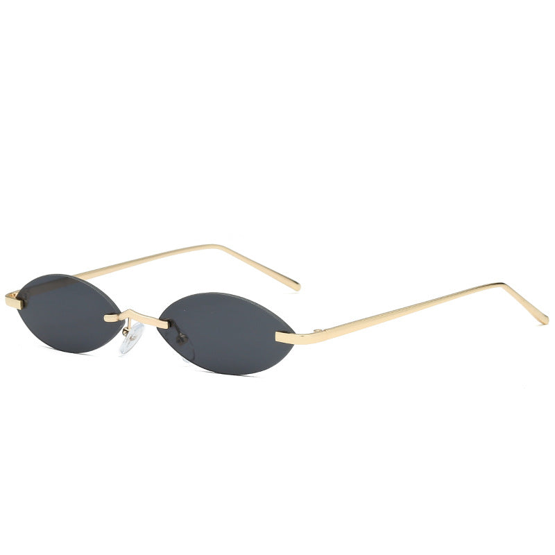 Elliptical sunglasses ladies metal frame sunglasses frameless colorful sunglasses