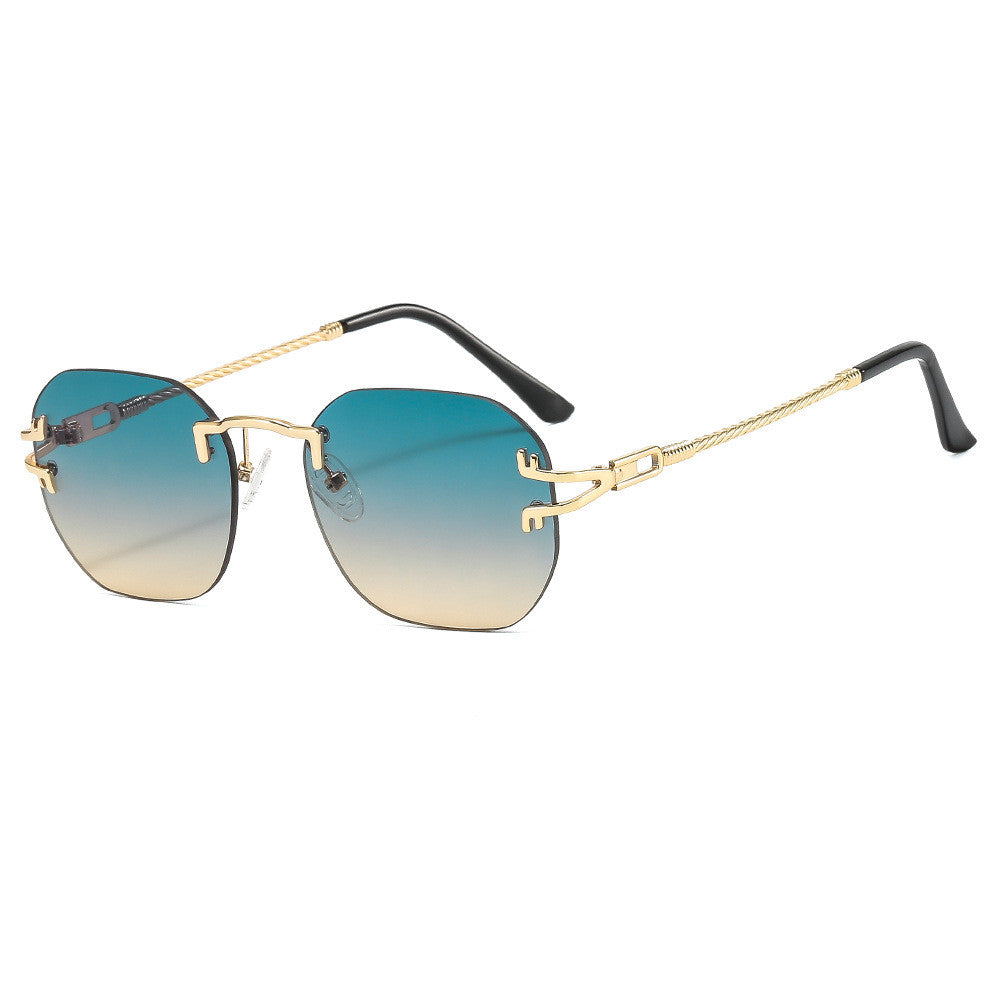 Simple Frameless One Piece Oval Sunglasses