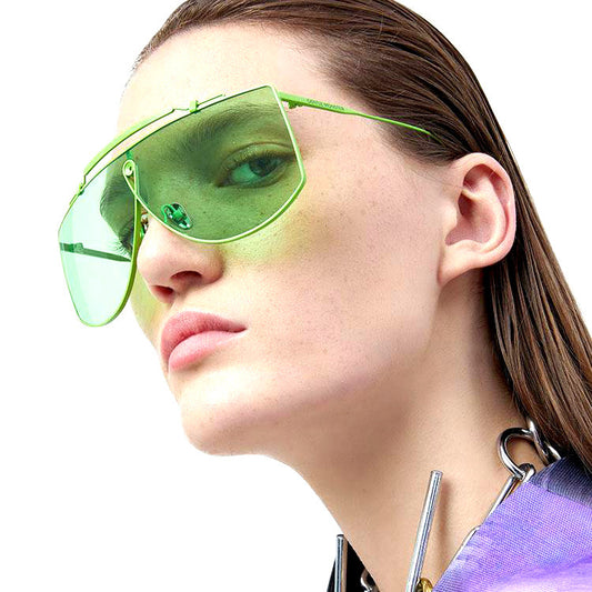 Cool Design One Piece Unisex Sunglasses With Color Contrast UV Protection