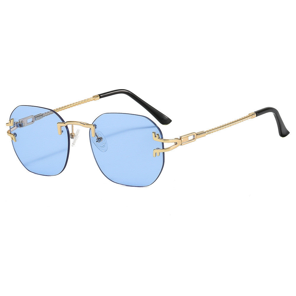 Simple Frameless One Piece Oval Sunglasses