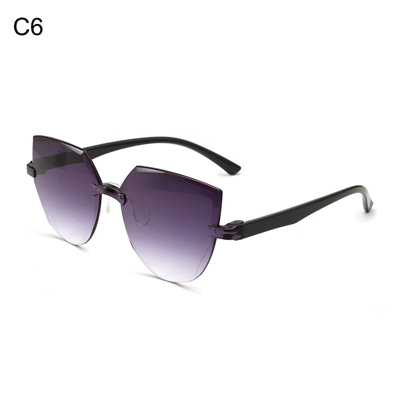 Cross-border Hot Selling Frameless One-piece Jelly Color Transparent Sun Glasses