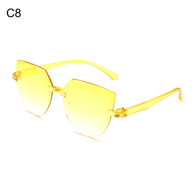 Cross-border Hot Selling Frameless One-piece Jelly Color Transparent Sun Glasses