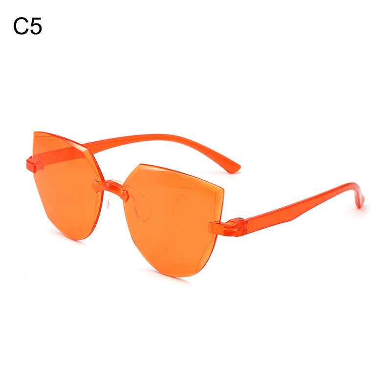 Cross-border Hot Selling Frameless One-piece Jelly Color Transparent Sun Glasses