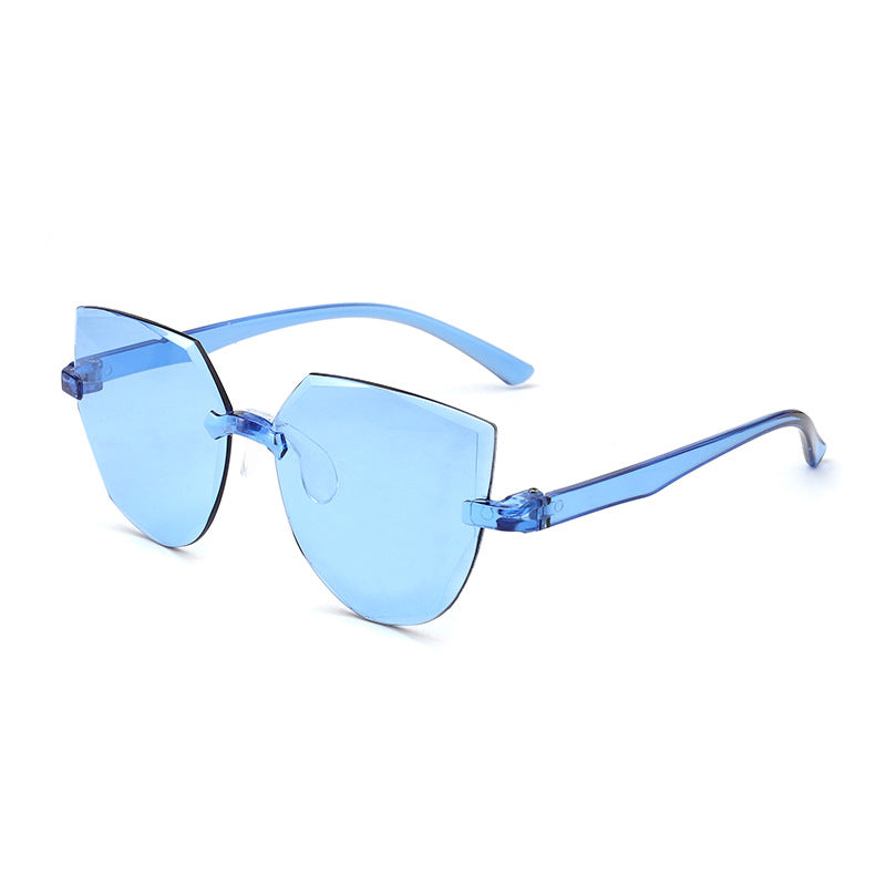 Cross-border Hot Selling Frameless One-piece Jelly Color Transparent Sun Glasses