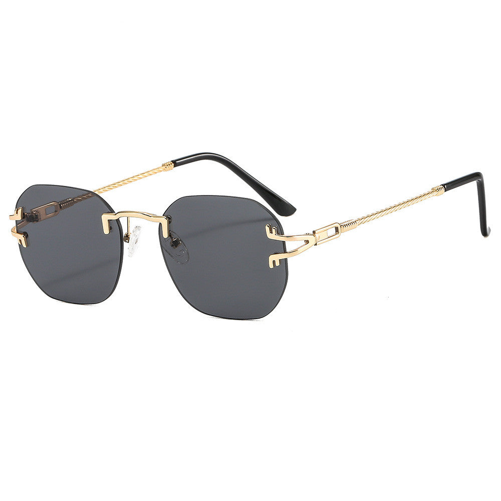 Simple Frameless One Piece Oval Sunglasses