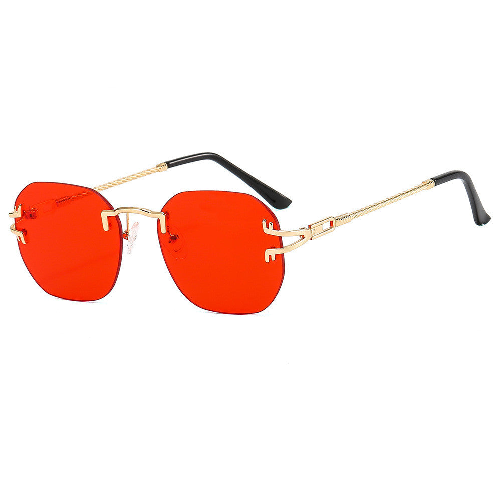 Simple Frameless One Piece Oval Sunglasses