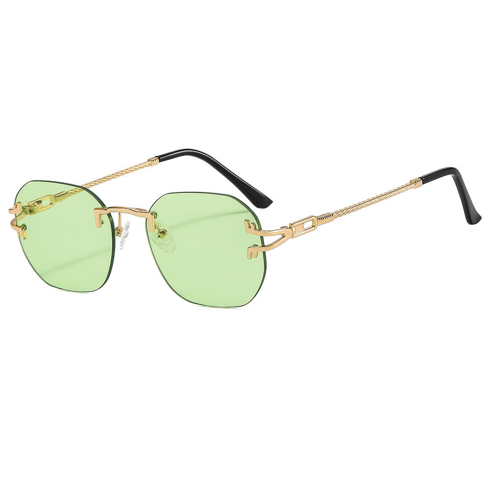 Simple Frameless One Piece Oval Sunglasses