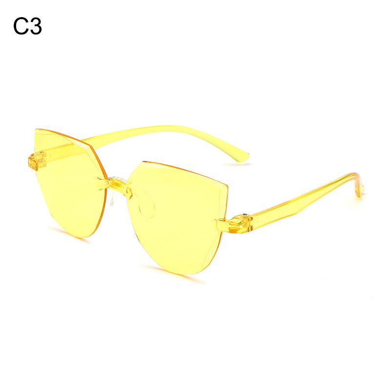 Cross-border Hot Selling Frameless One-piece Jelly Color Transparent Sun Glasses