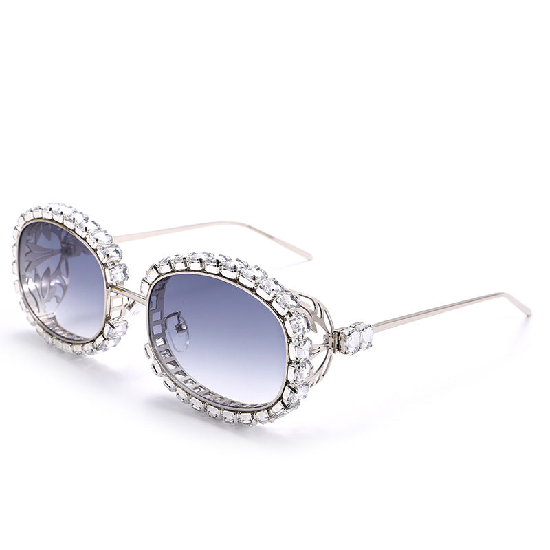 Steampunk Hollowed Out Metal Oval Tech Sense Sunglasses Personality Trend