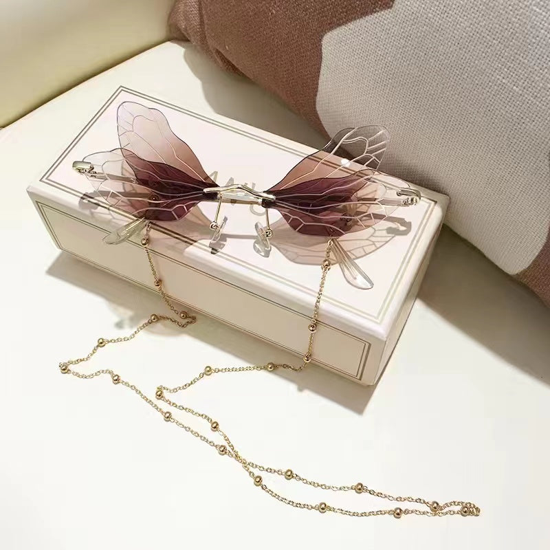 Wing Chain Decorative Women's Sunglasses Photo Glasses